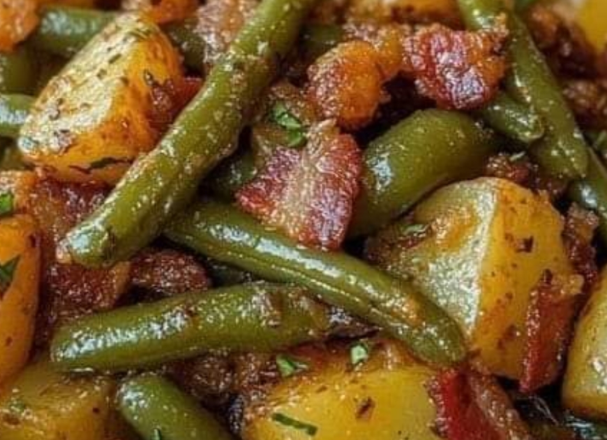 Potatoes and green beans with sausage – Mama Recipes